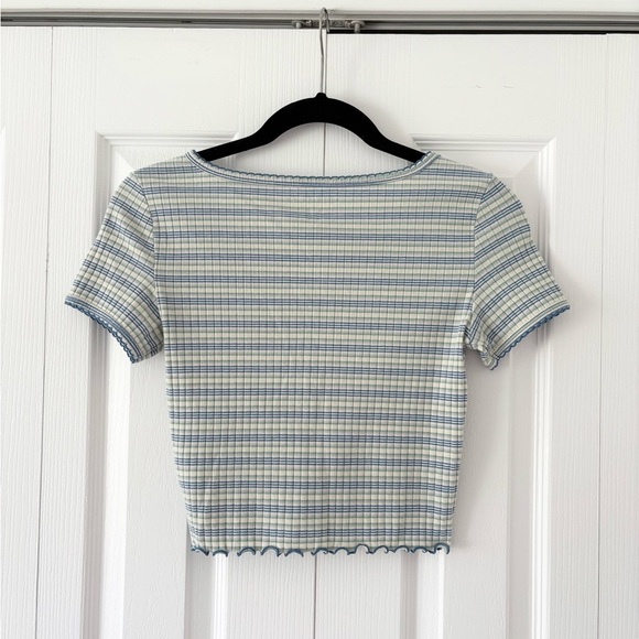 American Eagle Blue and Green Ribbed Shirt - Picture 2 of 4